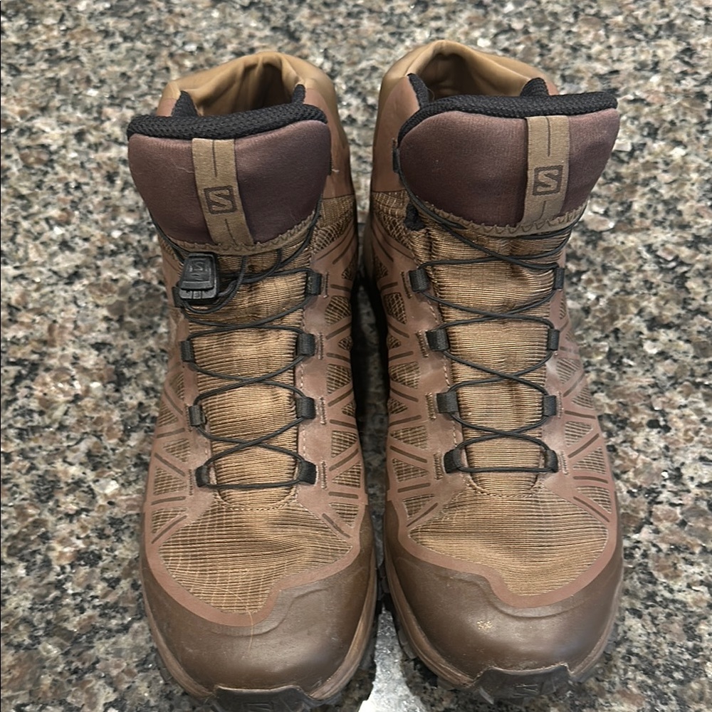 Salomon Brown Leather Boots with Sturdy Construction